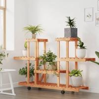 Plantenstandaard met wielen 110x25x78 cm massief vurenhout - thumbnail