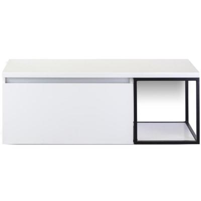 Frozen Badmeubelset 120 cm - Greeplijst in Kleur - Zwart Frame - Wastafelbovenblad Wit Hoogglans