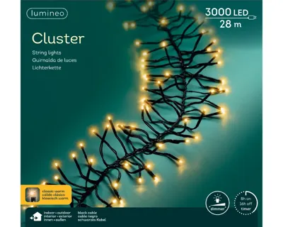 Lumineo led cluster 28m-3000led klassiek warm