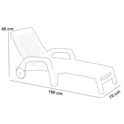Ligbed Miami - antraciet - 70x190x46 cm