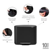 Brabantia Bo Pedaalemmer 3 x 11 L - Zwart - thumbnail