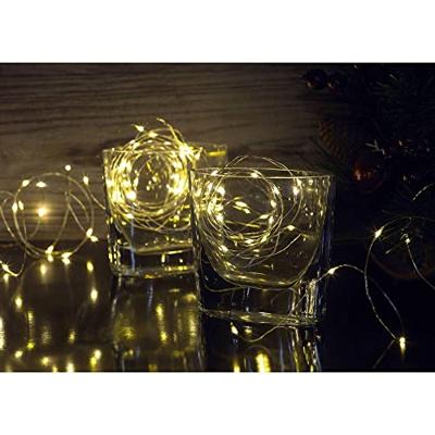 Sygonix SY-4722038 Mini-lichtketting Binnen/buiten werkt op batterijen Aantal lampen 50 LED Warmwit Verlichte lengte: 4.9 m Variabel instelbaar, Timer