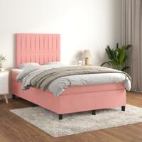 Boxspring met matras fluweel roze 140x190 cm - thumbnail