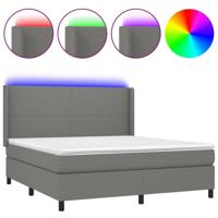 Boxspring met matras en LED stof donkergrijs 180x200 cm - thumbnail