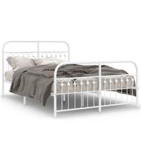 Bedframe met hoofd- en voeteneinde metaal wit 140x190 cm - thumbnail
