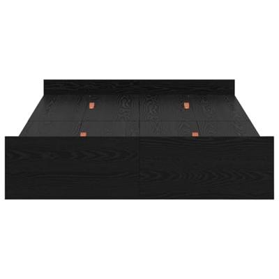 Opbergbedframe met lade Zwart eiken 120 x 190 cm Bewerkt hout