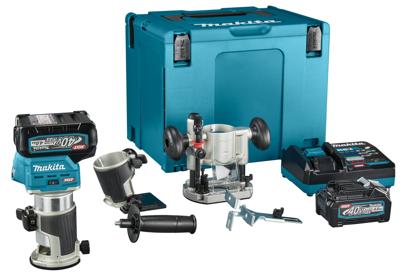 Makita RT001GM205 Boven- en kantenfrees | 40 V Max | 2 x 4.0 Ah accu + snellader | Incl. diverse voeten | In Mbox RT001GM205 Makita RT001GM205 Boven- en kantenfrees | 40 V Max | 2 x 4.0 Ah accu + snellader | Incl. diverse voeten | In Mbox RT001GM205