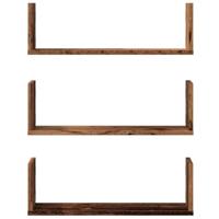 Wandschappen 3 st 58x18x18 cm bewerkt hout oud houtkleurig - thumbnail