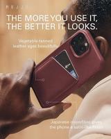 Mujjo Leather Wallet Case iPhone 15 Pro bordeaux - thumbnail