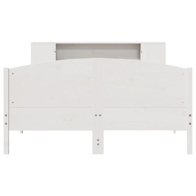 Bed met boekenkast zonder matras grenenhout wit 135x190 cm