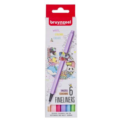 Bruynzeel fineliner set pastel 6 kleuren