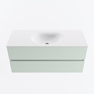 MONDIAZ VICA 110cm badmeubel onderkast Greey 2 lades. Wastafel MOON midden zonder kraangat, kleur Talc.