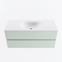 MONDIAZ VICA 110cm badmeubel onderkast Greey 2 lades. Wastafel MOON midden zonder kraangat, kleur Talc. - thumbnail