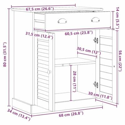 Badkamerkast met opslag VIGO Honingbruin 67.5 x 34 x 80 cm