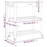 Keukentrolley MONZA 84x40x88,5 cm massief grenenhout - thumbnail