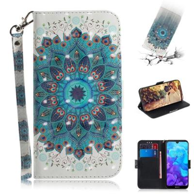 3D gekleurde tekening Peacock krans patroon horizontale Flip lederen case voor Huawei Y5 (2019)/Honor 8s met houder & kaartsleuven & portemonnee 3D gekleurde tekening Peacock krans patroon horizontale Flip lederen case voor Huawei Y5 (2019)/Honor 8s met houder & kaartsleuven & portemonnee