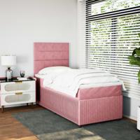 Boxspring met matras fluweel roze 160x200 cm - thumbnail