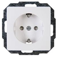 Kopp HK05 enkel stopcontact met randaarde en kinderbeveiliging wit glanzend - thumbnail