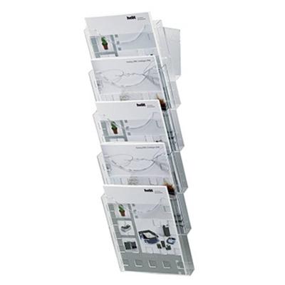 Helit helit - Prospektspender - geeignet für Wandmontage H6103102 Folderhouder Glas (helder) DIN A4 1 stuk(s) Aantal vakken: 5 (b x h x d) 241 x 578 x 150 mm