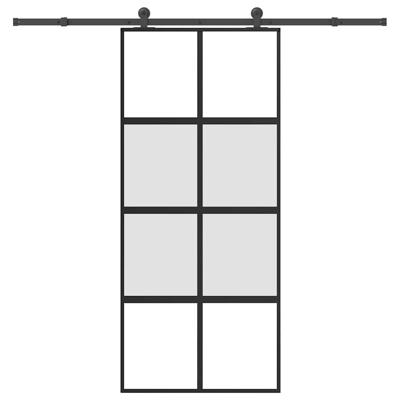 Schuifdeur met beslag 90x205 cm gehard glas en aluminium