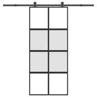Schuifdeur met beslag 90x205 cm gehard glas en aluminium - thumbnail