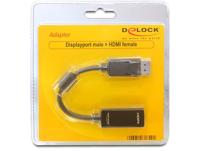 Delock 61849 DisplayPort / HDMI Adapter [1x DisplayPort stekker - 1x HDMI-bus] Zwart Met Ferrietkern - thumbnail