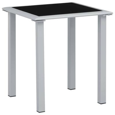 VidaXL Tuintafel 41x41x45 cm staal en glas zwart en zilverkleurig VidaXL Tuintafel 41x41x45 cm staal en glas zwart en zilverkleurig