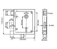 DX - Poortslot 55/65 DS BB met dagschoot en bontebaardsleutel - thumbnail