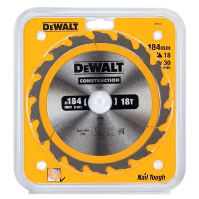 DeWALT Cirkelzaagblad voor Hout | Construction | Ø 184mm Asgat 30mm 18T - DT1941-QZ