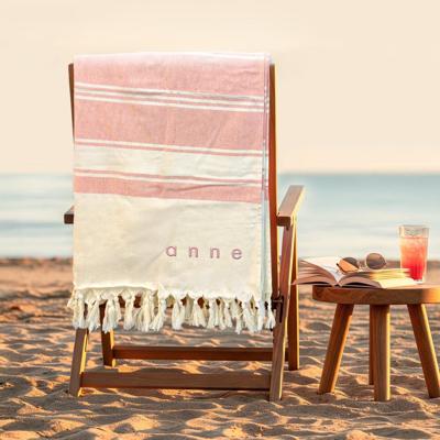 Geborduurde hamamdoek - Roze - 210 x 203 cm