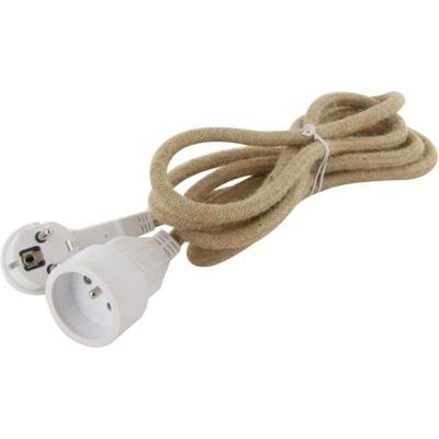 Verlengstuk - CHACON - 66789 - Textiel 3m 3x1,5m2 - LIN kabel & platte witte stekker