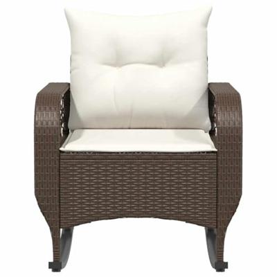 Tuinschommelstoel met kussens poly rattan bruin