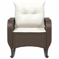Tuinschommelstoel met kussens poly rattan bruin - thumbnail