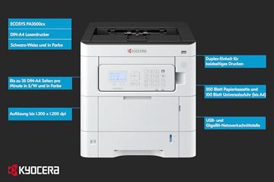 Kyocera ECOSYS PA 3500 cx Printer Laser, kleur Kleur A4 35 pag./min. 1200 x 1200 dpi LAN, USB