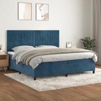 Boxspring met matras fluweel donkerblauw 200x200 cm - thumbnail