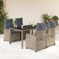 5-delige Tuinset met kussens poly rattan grijs - thumbnail