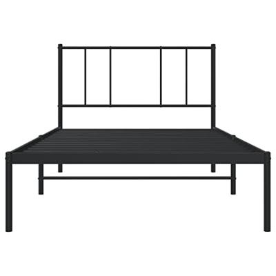 Bedframe met hoofdbord metaal zwart 100x200 cm