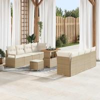 Tuinbankenset met kussen 11 pcs Beige poly rattan - thumbnail