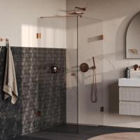 Brauer Void - Carving Douchecabine met Draaideur - Helder Glas - 80x120x200 cm - incl. Glascoating - PVD Koper Geborsteld - thumbnail