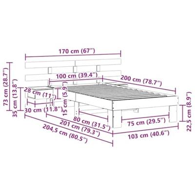 Bedframe met lade met hoofdeinde Wit 100 x 200 cm Massief grenenhout