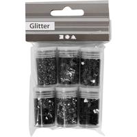 Creativ Company Glitter en pailletten, zwart, 6x5 gr/ 1 doos - thumbnail
