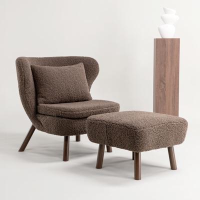 Nohr Fauteuil 'Demone' Met voetenbank, Teddy, kleur Bruin