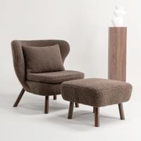 Nohr Fauteuil 'Demone' Met voetenbank, Teddy, kleur Bruin - thumbnail