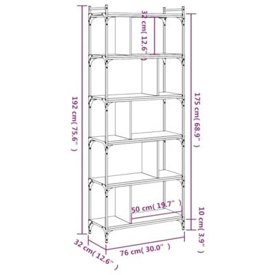 Boekenkast 6-laags 76x32x192 cm bewerkt hout grijs sonoma Boekenkast 6-laags 76x32x192 cm bewerkt hout grijs sonoma