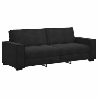 2-delige Loungeset met kussens fluweel zwart - thumbnail