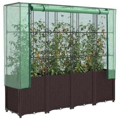 Plantenbak verhoogd met kashoes 160x40x153 cm rattanlook