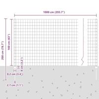 VidaXL Hek met paal groen 1,6 x 10 m staal en pvc - thumbnail