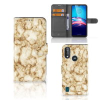 Bookcase Moto E6s Bookcase Marmer Goud - thumbnail