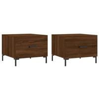 Salontafels 2 st 50x50x40 cm bewerkt hout bruin eikenkleur - thumbnail
