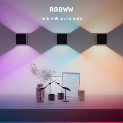 Kansas Smart Wandlamp LED Kubus - Wifi + Bluetooth - 6 Watt 560lm - Dimbaar - RGBWW - IP65 waterdicht - Up&Down lamp - Verstelbaar - Zwart - Google Home, Amazon Alexa en Siri Kansas Smart Wandlamp LED Kubus - Wifi + Bluetooth - 6 Watt 560lm - Dimbaar - RGBWW - IP65 waterdicht - Up&Down lamp - Verstelbaar - Zwart - Google Home, Amazon Alexa en Siri